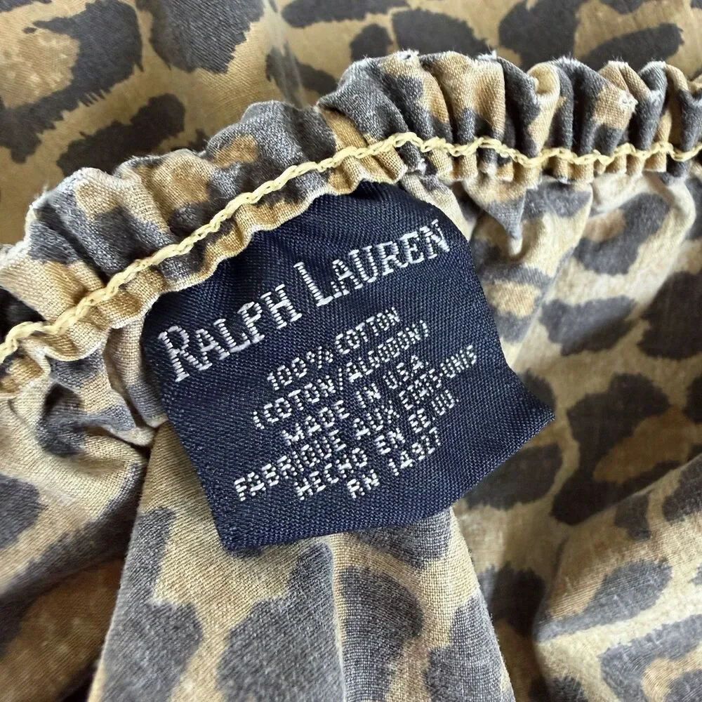 Vintage Ralph Lauren Aragon Leopard Queen Sheet Fitted & Flat Sheets USA Cotton
